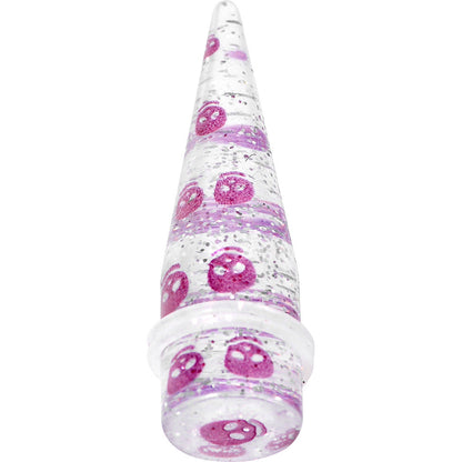 5/8 Clear Acrylic Glitter Purple Skull Confetti Taper