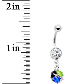 Clear Gem Multi Stone Twig Sphere Belly Ring