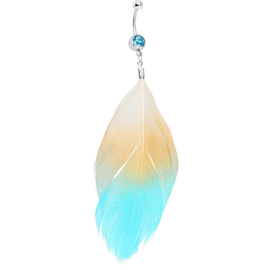 Natural Serenity Feather Dangle Belly Ring