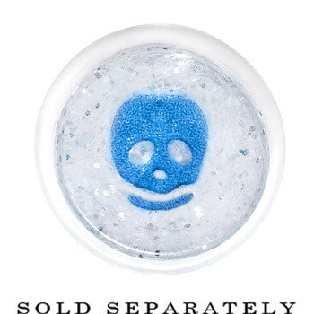 5/8 Clear Acrylic Glitter Blue Skull Confetti Taper