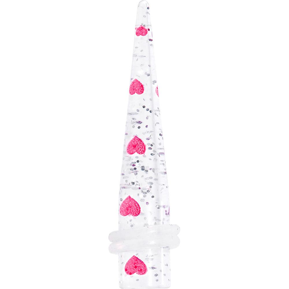 Clear Acrylic Glitter Pink Heart Confetti Taper 8G to 16mm