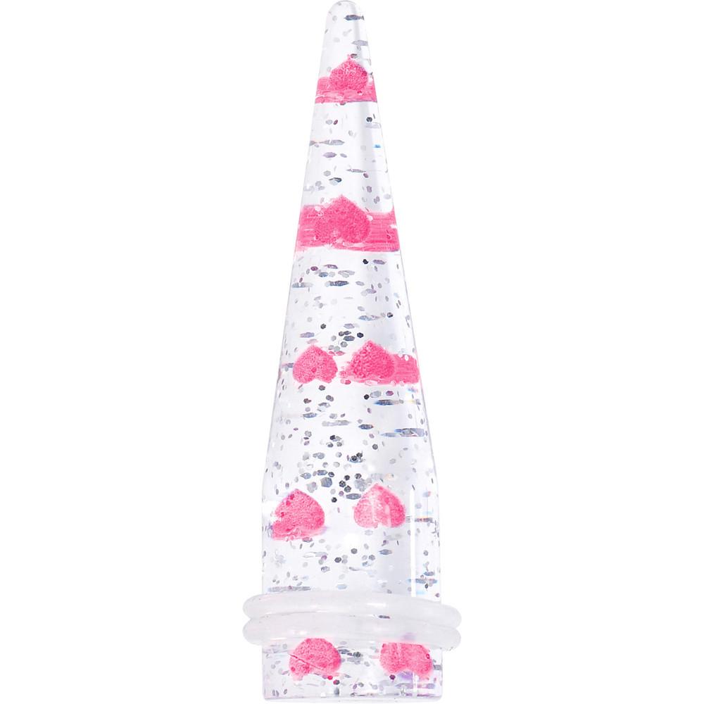 Clear Acrylic Glitter Pink Heart Confetti Taper 8G to 16mm
