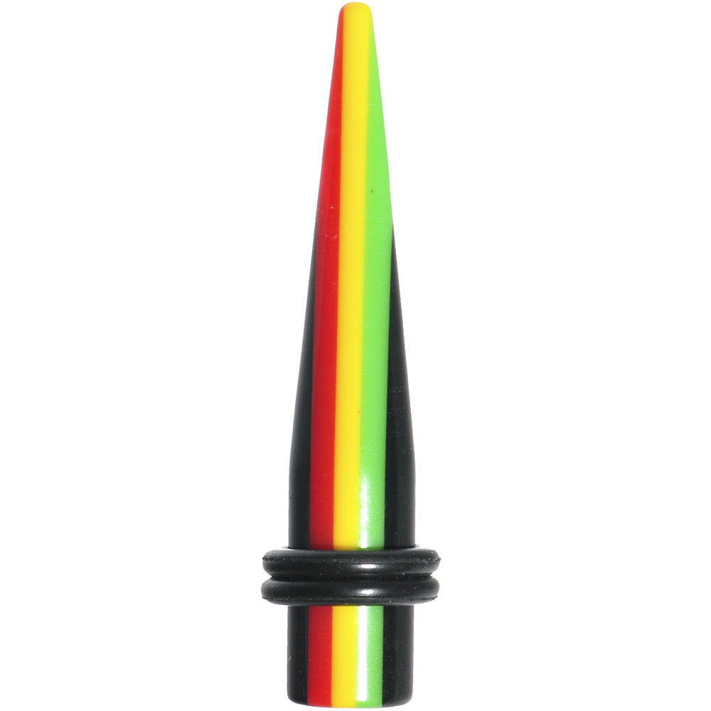 0G Acrylic Rasta Stripes Straight Taper