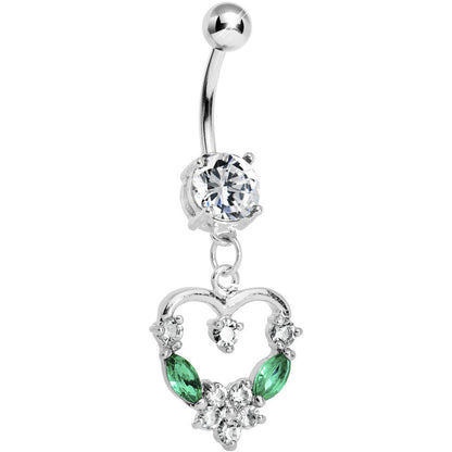 Crystalline Gem Heart Wreath Belly Ring