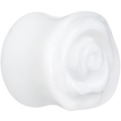20mm White Rose Flower Acrylic Saddle Plug