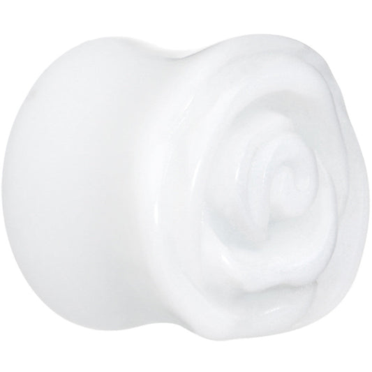 20mm White Rose Flower Acrylic Saddle Plug