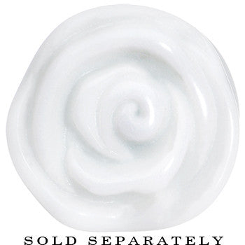 20mm White Rose Flower Acrylic Saddle Plug