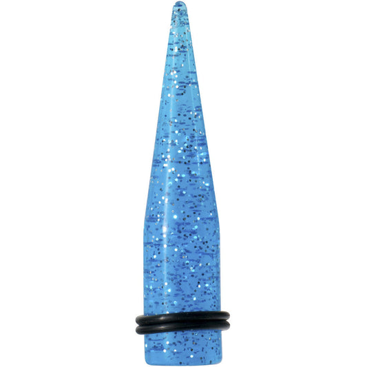 9/16 Blue Acrylic Silver Glitter Taper