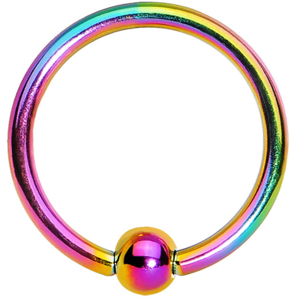 16G 3/8 Rainbow Titanium Captive Ring