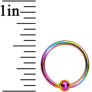 16G 3/8 Rainbow Titanium Captive Ring
