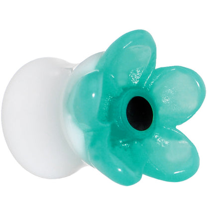 0G Acrylic Aqua Flower Saddle Plug