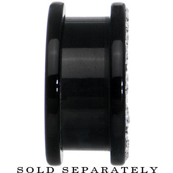 18mm Black Acrylic with Clear Jeweled Flesh Tunnel
