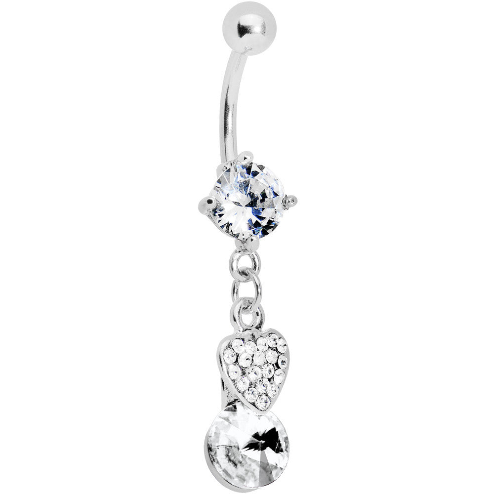 Crystalline Gem Sparkle Heart Solitaire Belly Ring