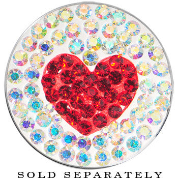 9/16 Stainless Steel Aurora Gem Red Heart Screw Fit Plug