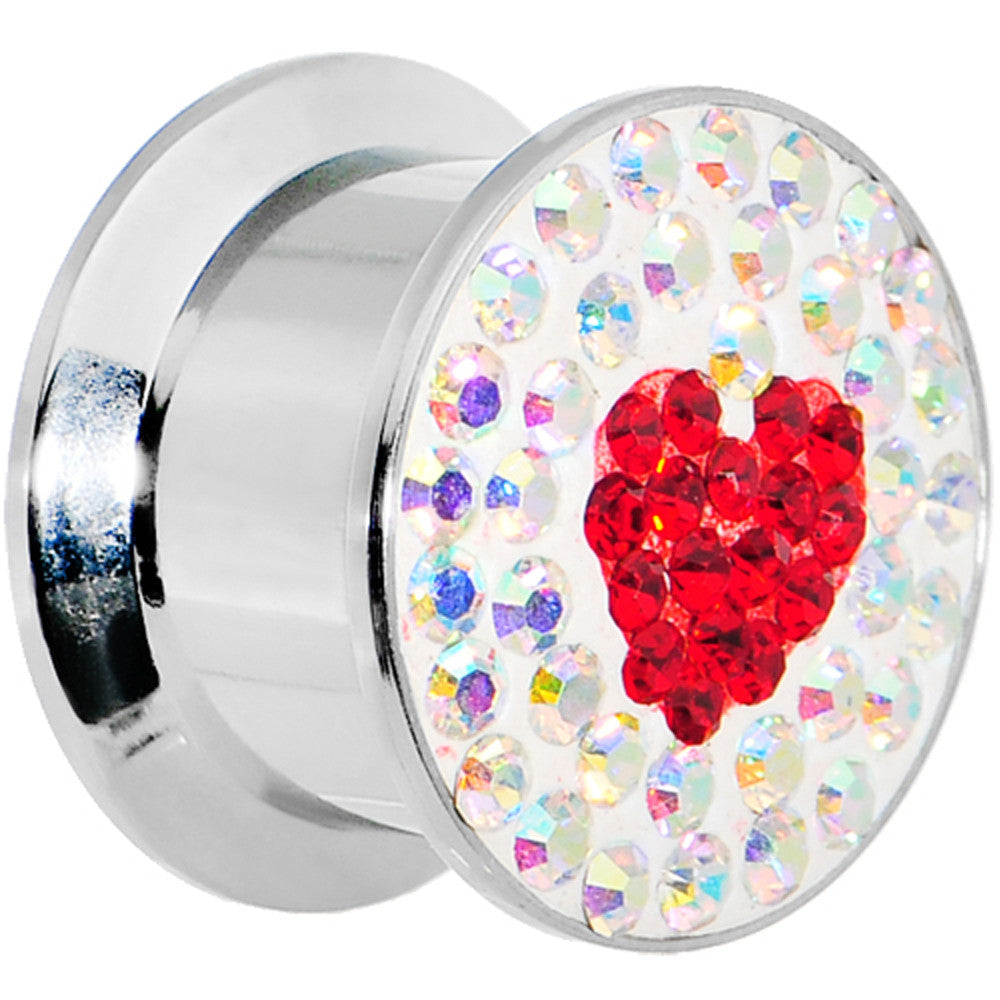 9/16 Stainless Steel Aurora Gem Red Heart Screw Fit Plug