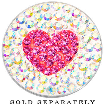 9/16 Stainless Steel Aurora Gem Pink Heart Screw Fit Plug