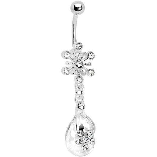Crystalline Gem Explosion Teardrop Flower Belly Ring