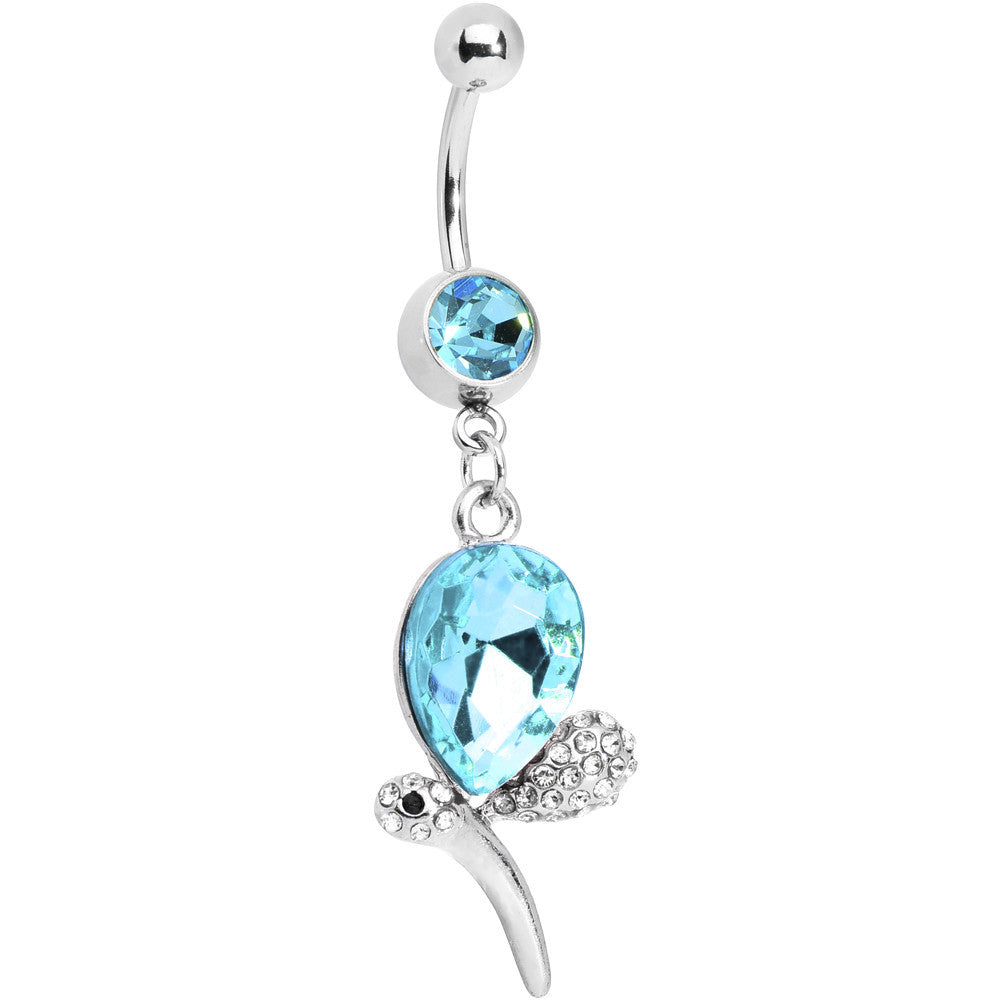 Aqua Gem Teardrop Dragonfly Belly Ring