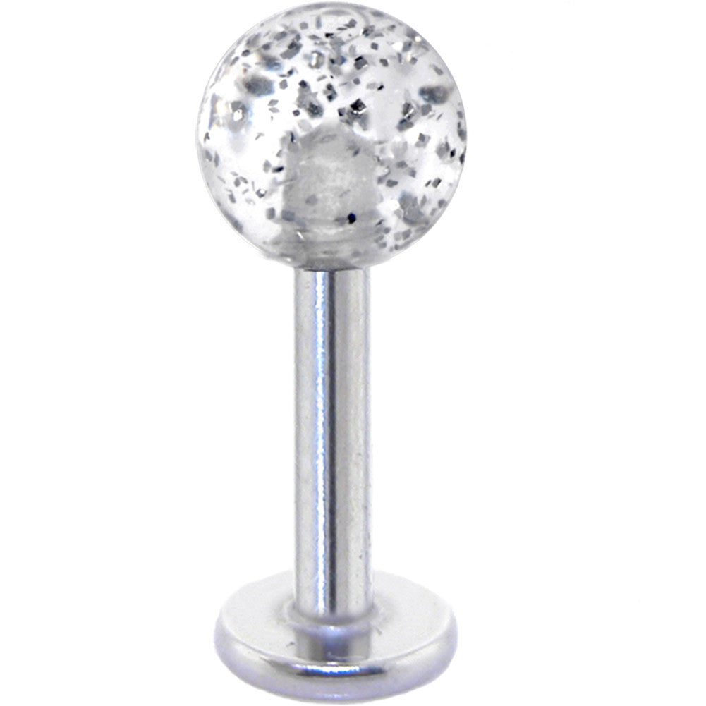 Clear Acrylic Ball Glitter Labret