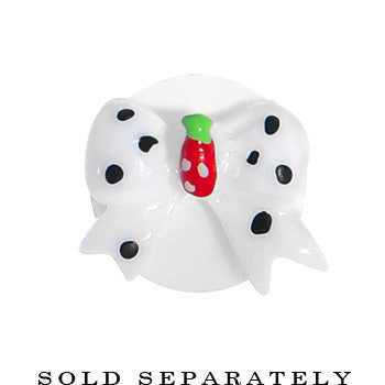 2G White Acrylic Berry Polka Dot Bow Saddle Plug