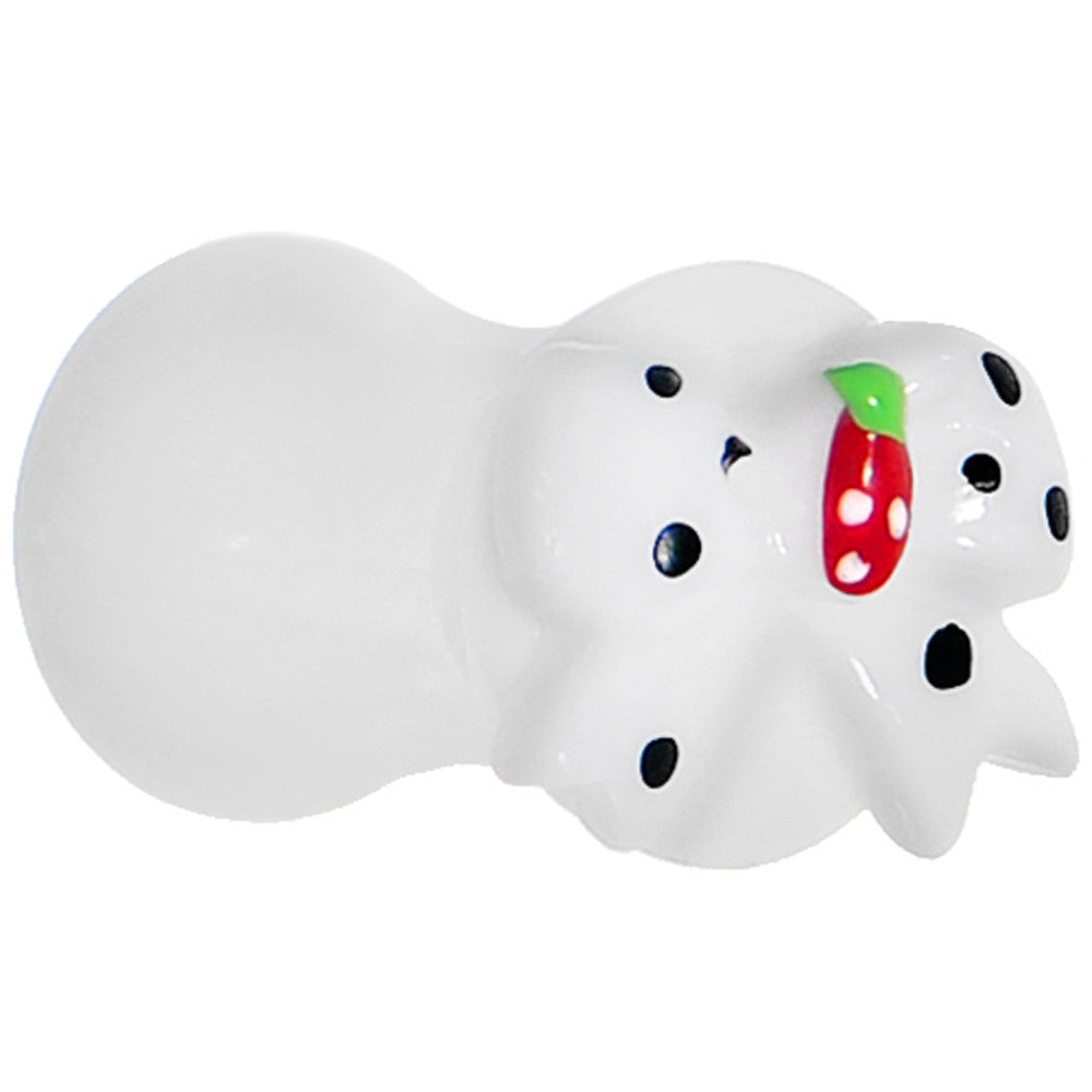 2G White Acrylic Berry Polka Dot Bow Saddle Plug