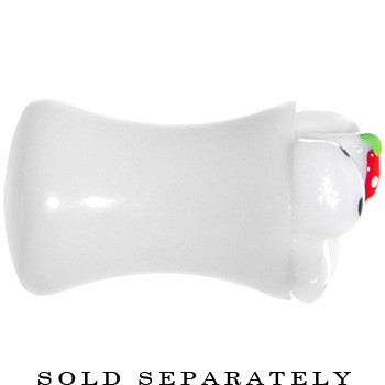 2G White Acrylic Berry Polka Dot Bow Saddle Plug