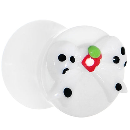 0G White Acrylic Berry Polka Dot Bow Saddle Plug