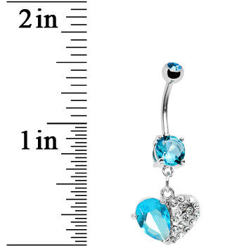 Aqua Gem Half My Heart Belly Ring