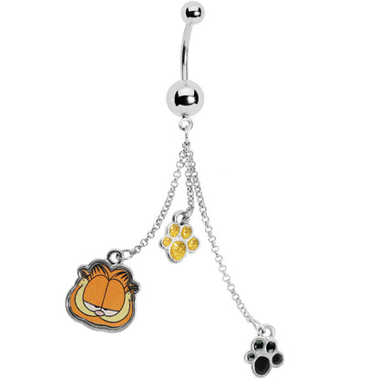 Paw Print Chain Dangle Garfield Belly Ring