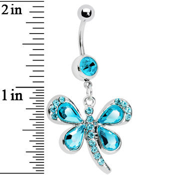 Aqua Gem Teardrop Wings Butterfly Belly Ring