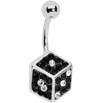 Black Gem Paved Dice Belly Ring