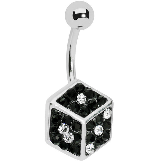 Black Gem Paved Dice Belly Ring