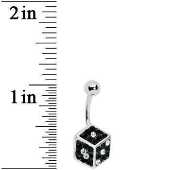 Black Gem Paved Dice Belly Ring