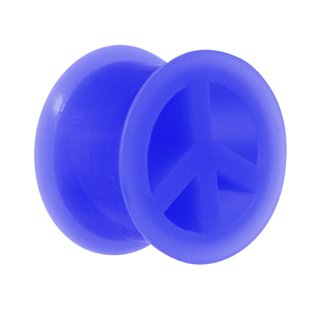 9/16 Blue Silicone Peace Sign Tunnel