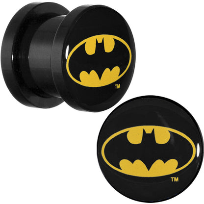 00G Black Acrylic Batman Logo Screw Fit Plug Set