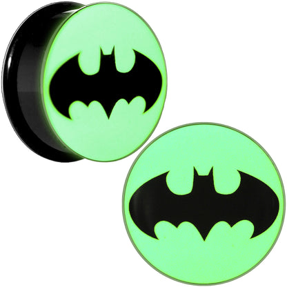 1 inch Black Acrylic Glow in the Dark Batman Plug Set