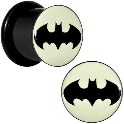 7/16 Black Acrylic Glow in the Dark Batman Plug Set