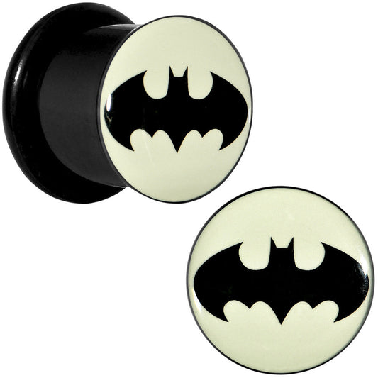 7/16 Black Acrylic Glow in the Dark Batman Plug Set
