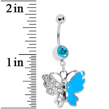 Blue Gem Enamel Butterfly Belly Ring