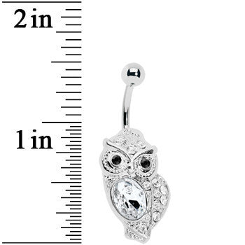 Clear Gem Midnight Owl Belly Ring