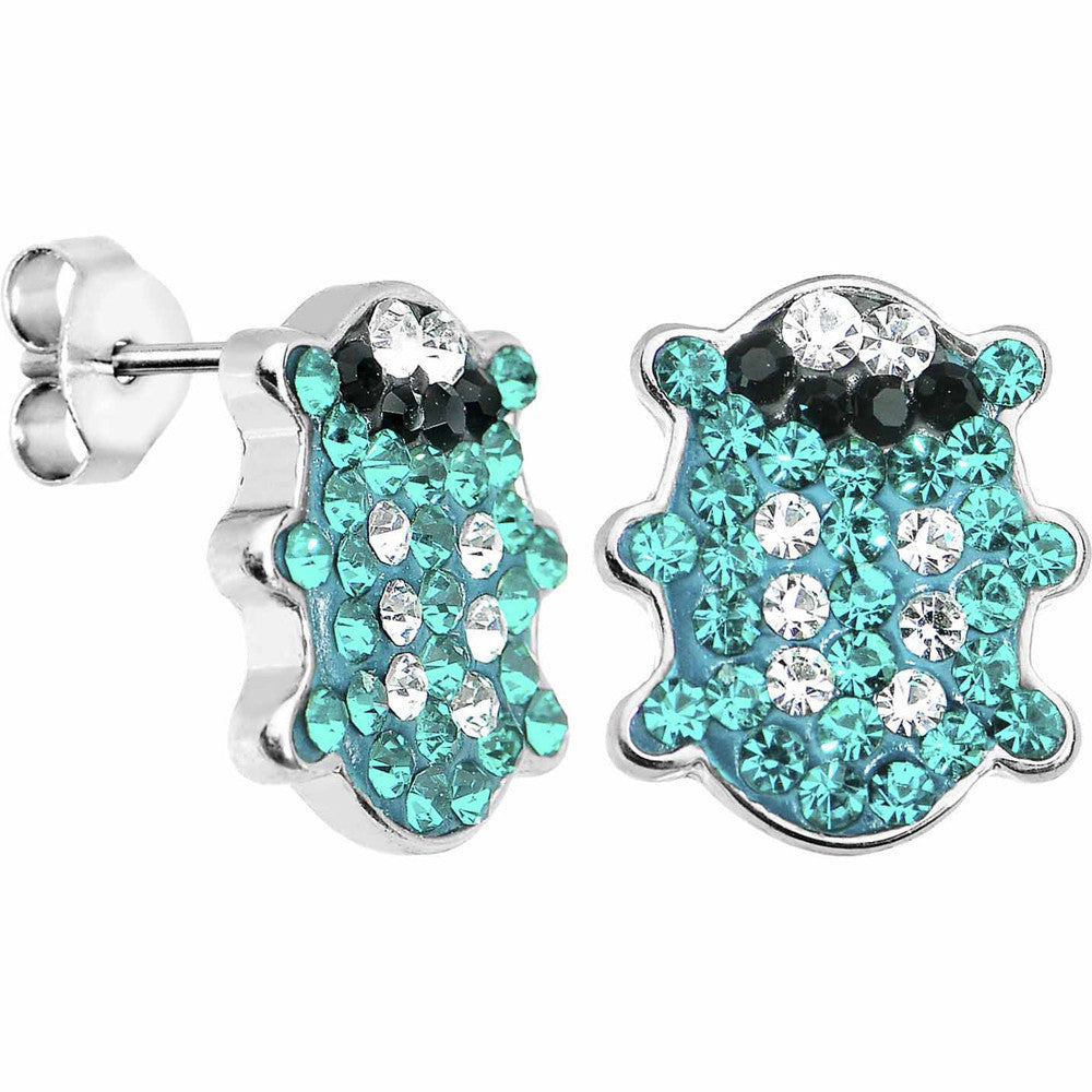 Blue Ferido Crystal Snuggle Bug Stud Earrings