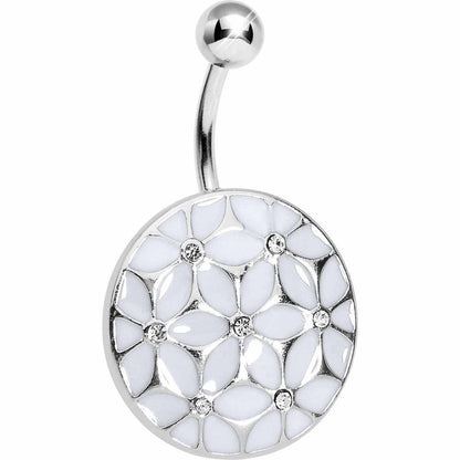 White Pocketful of Posie Flower Belly Ring