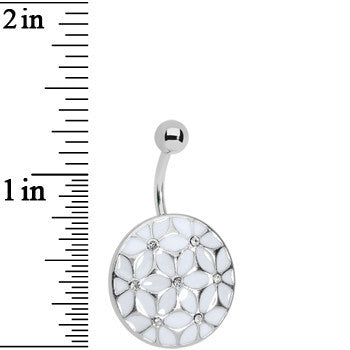 White Pocketful of Posie Flower Belly Ring