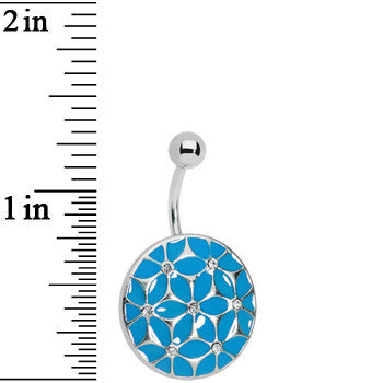 Blue Pocketful of Posie Flower Belly Ring