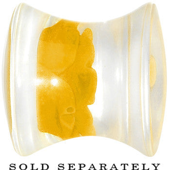 00G Clear Acrylic Yellow Floating Rose Flower Saddle Plug