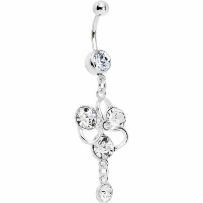 Clear Gem Glamour Flower Belly Ring
