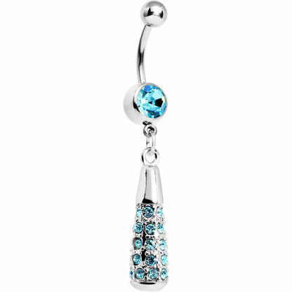 Aqua Gem Paved Drop Dangle Belly Ring