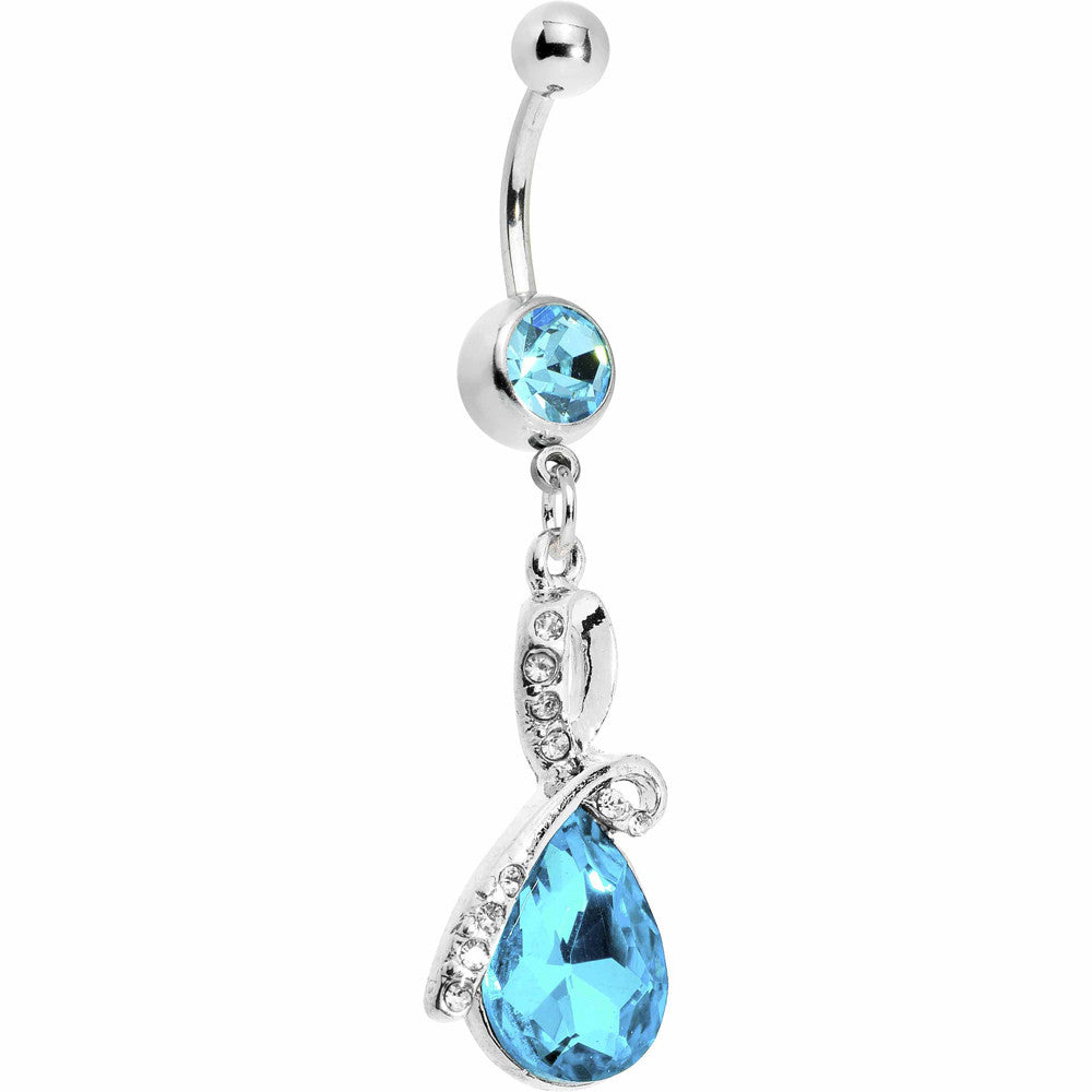 Aqua Gem Loop-Di-Loop Teardrop Belly Ring