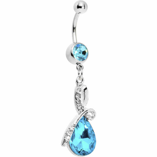 Aqua Gem Loop-Di-Loop Teardrop Belly Ring