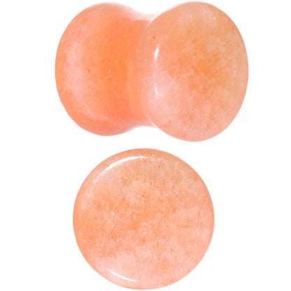 00G Peach Jade Semi Precious Stone Saddle Plug Set